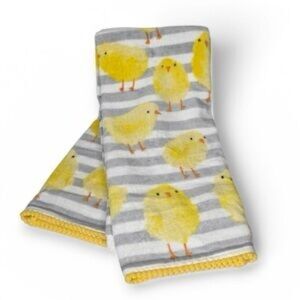Cupcakes And Cashmere Easter Yellow Chick Striped Kitchen Hand Towels Set